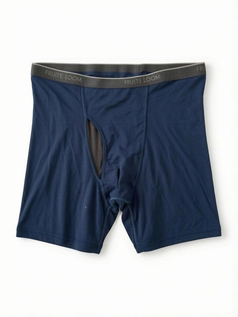 Fruit of the Loom Men's Navy Boxer Briefs with Gray Waistband
